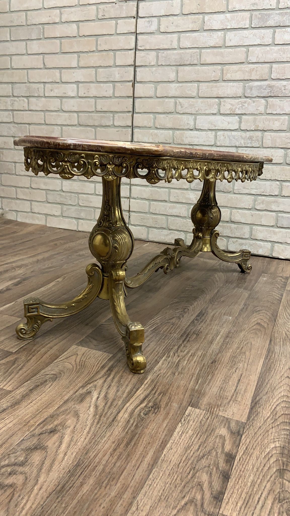 Antique Italian Gilt-Bronze Base Onyx Top Coffee/Cocktail Table