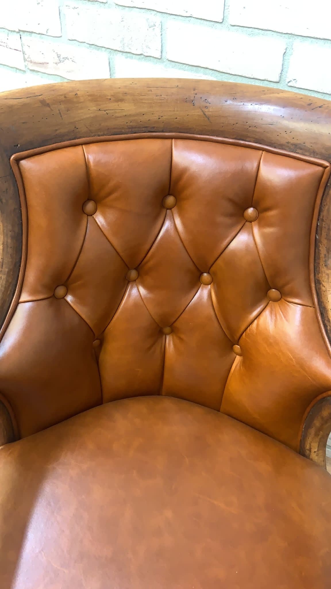 Vintage Hancock and Moore Tufted Jockey Club Chair Newly Upholstered in Leather - Set of 4