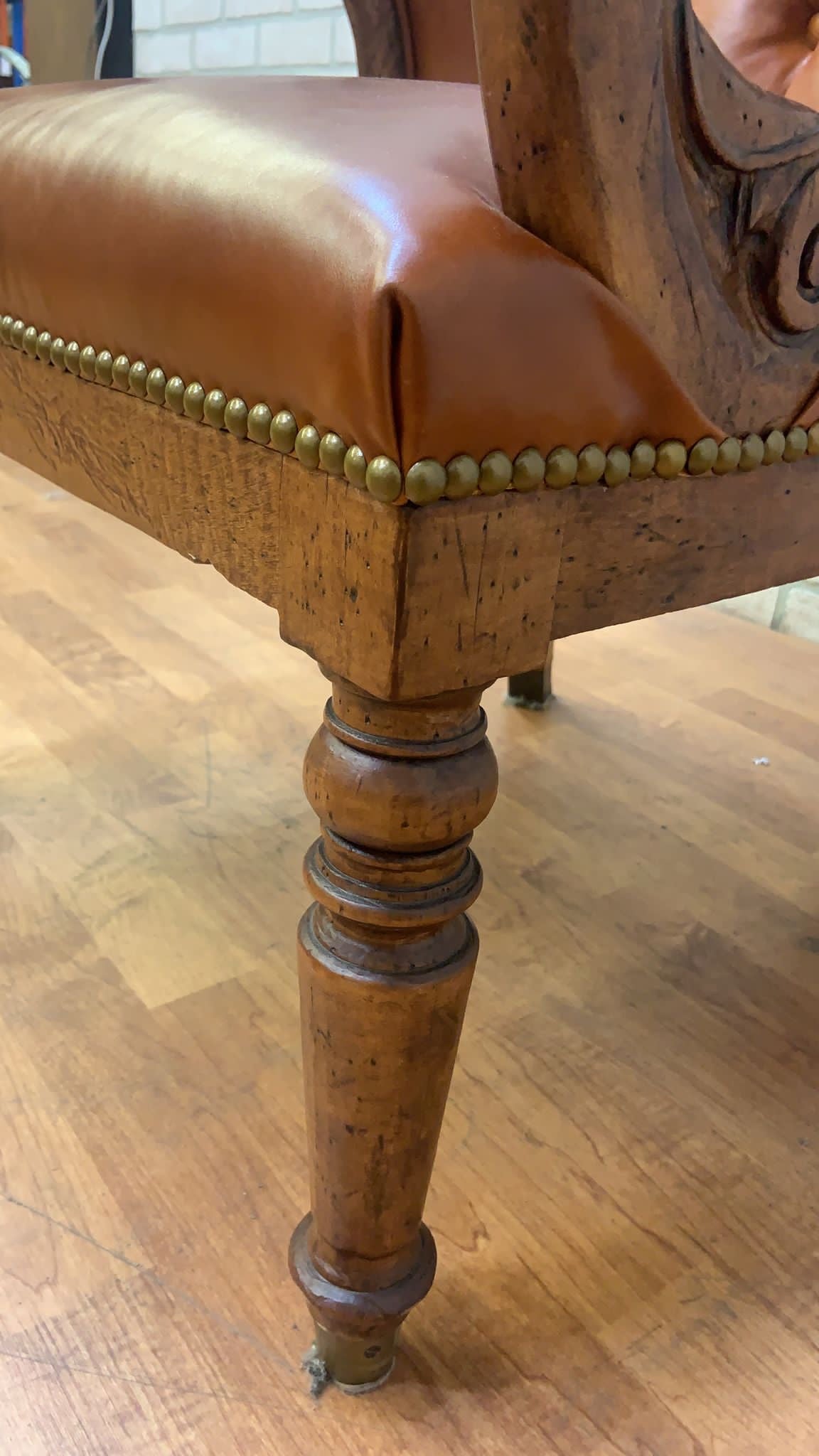Vintage Hancock and Moore Tufted Jockey Club Chair Newly Upholstered in Leather - Set of 4