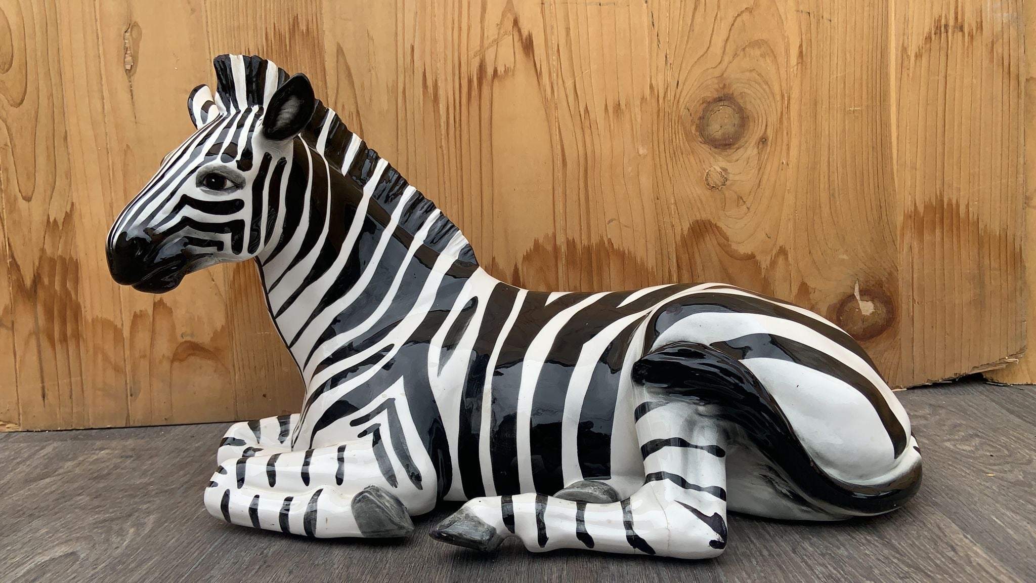 Mid Century Modern Ceramic Zebra Statue Sculpture Figurine