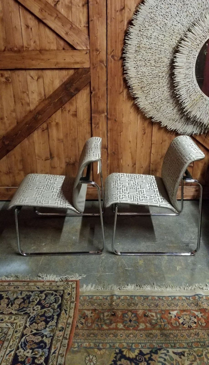 Mid Century Modern Chrome Tubular Chairs by Peter Protzman for Herman Miller Newly Upholstered - Pair