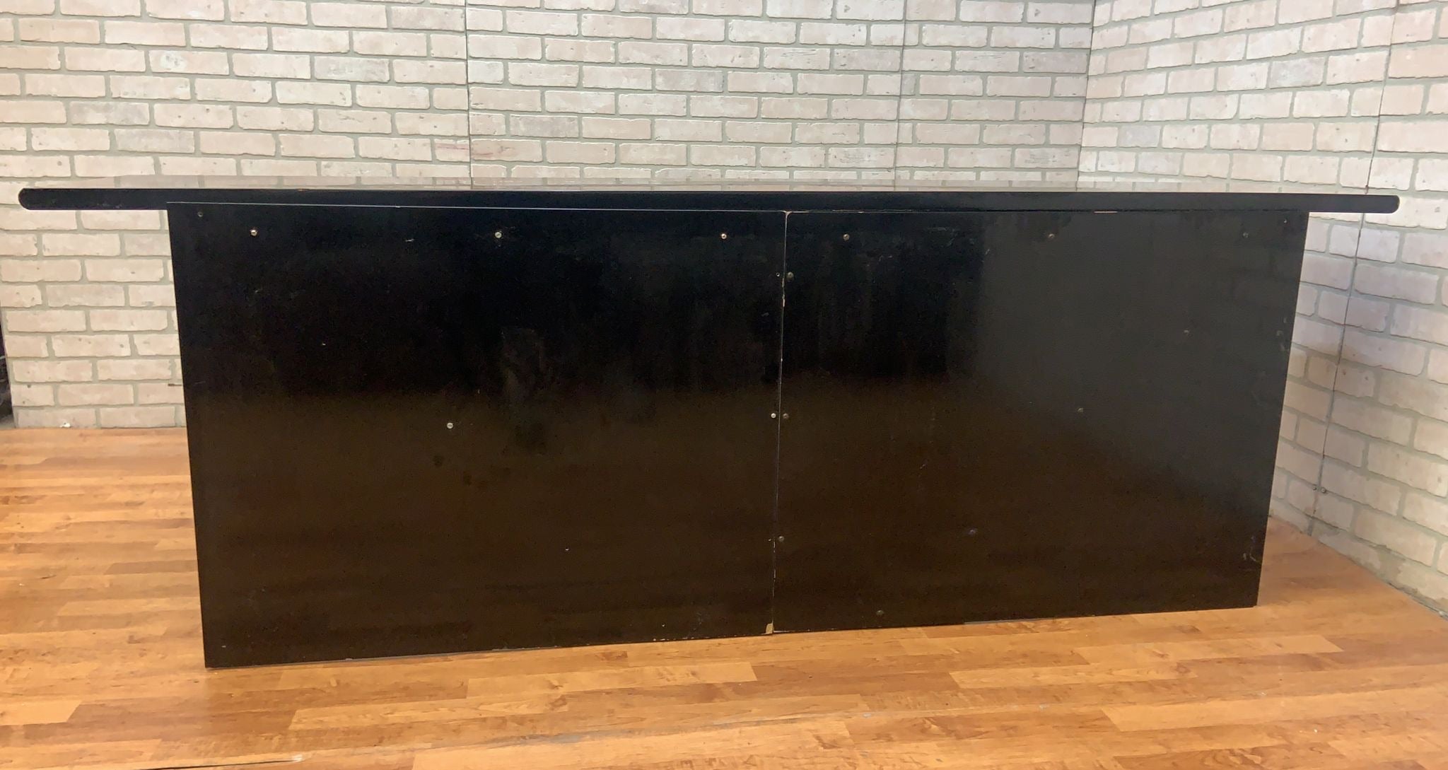 Vintage Art Deco Roche-Bobois Burled Olive Wood & Black Lacquer Credenza