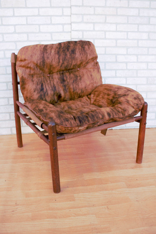 Mid Century Modern Arne Norell Sirocco Model Sling Back Safari Chair Newly Upholstered
