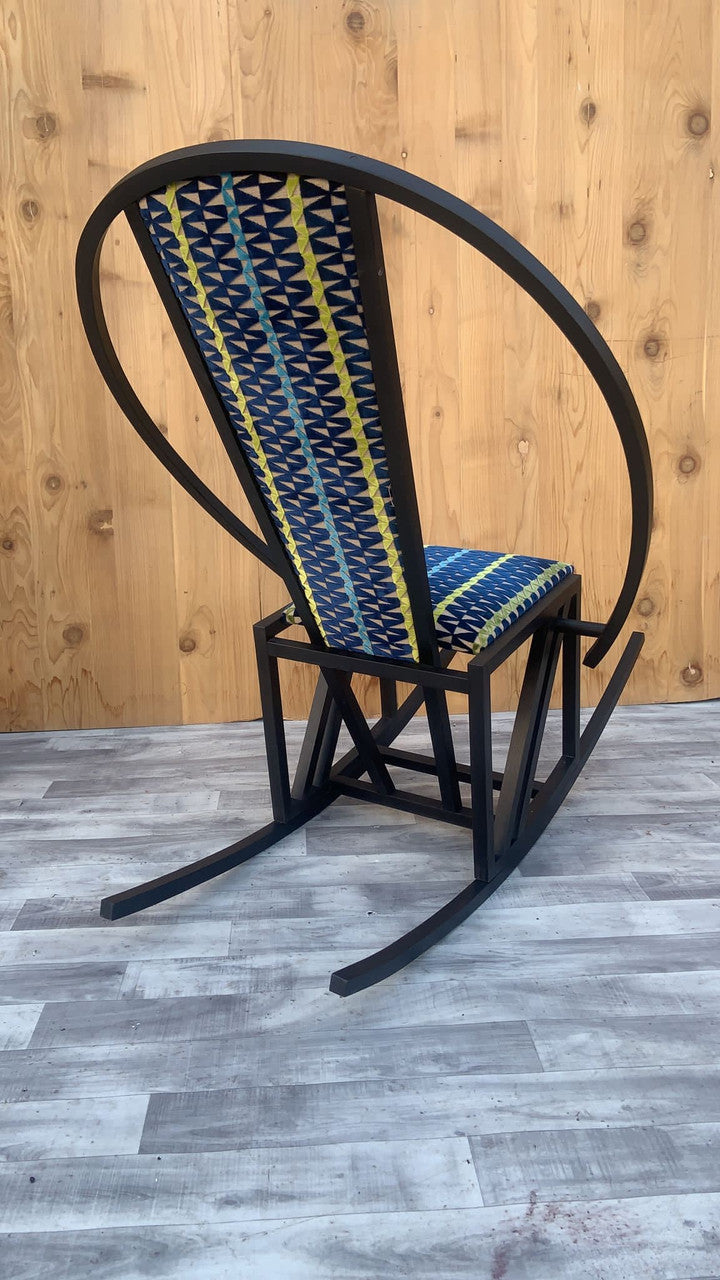 Vintage Pascal Mourgue Style Rocking Chair Newly Upholstered in Knoll Fabric