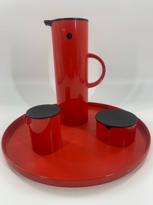 Space Age Danish Coffee Set with Tray by Erik Magnussen for Stelton - 4 Piece Set