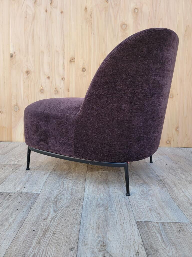 Italian Sejour Lounge By GamFratesi for Gubi Newly Upholstered in a Purple Velvet Chenille