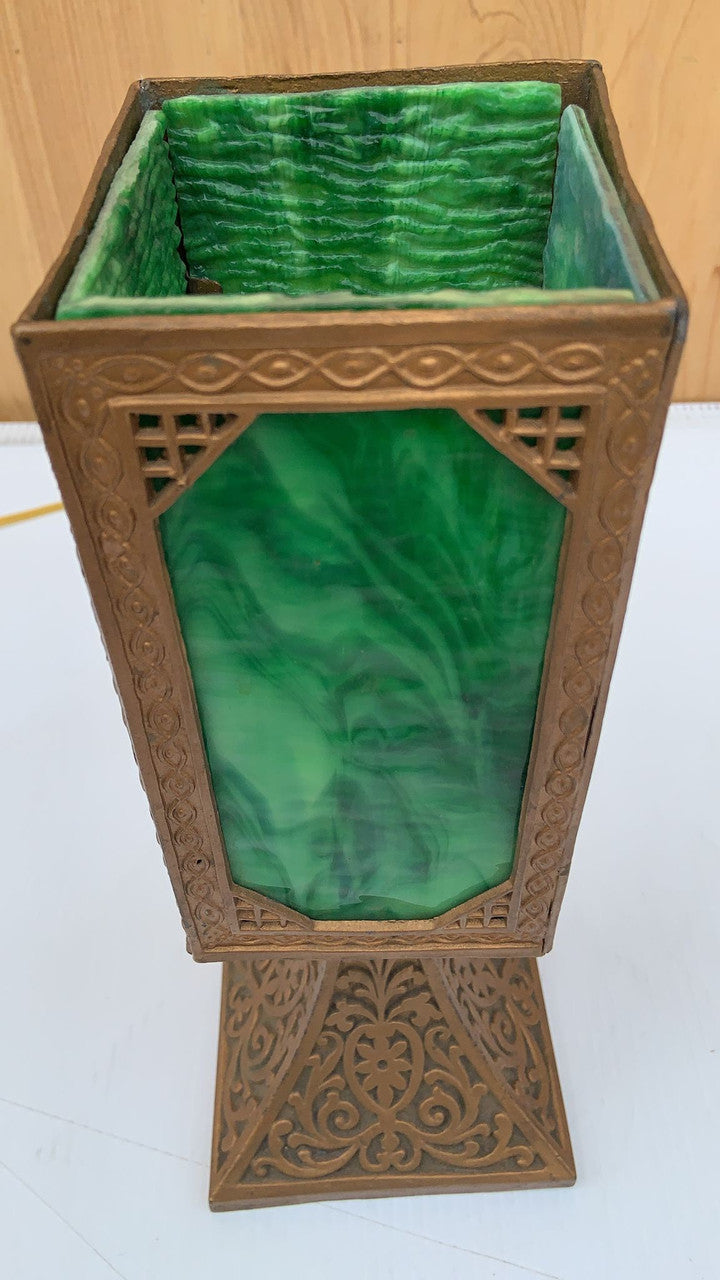 Antique Green Stained Glass Table Lamp