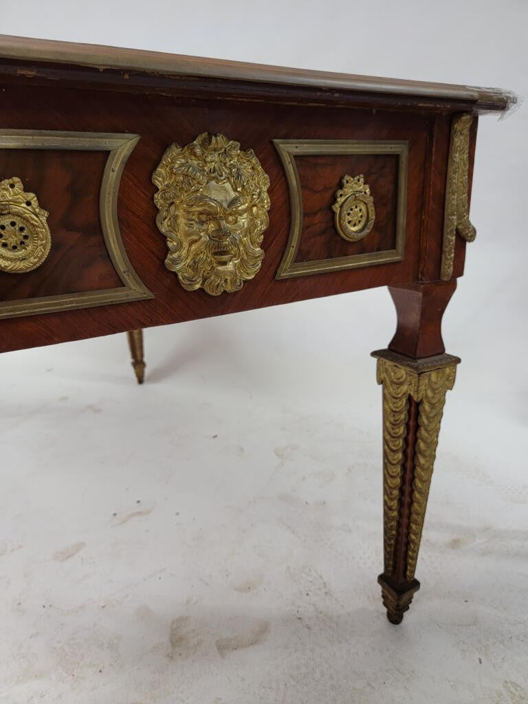 Antique French Napoleon Brass Ormolu Mounted 3 Drawer Writing Desk