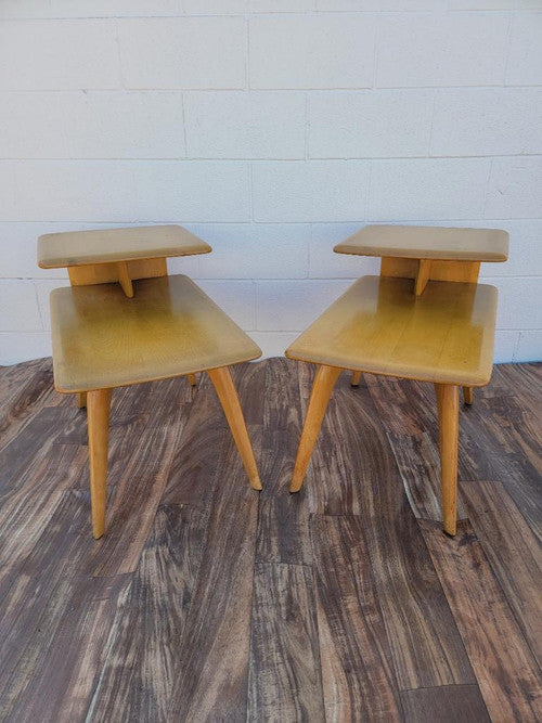 Mid-Century Pair of Heywood-Wakefield 2-Tier Step Side Tables