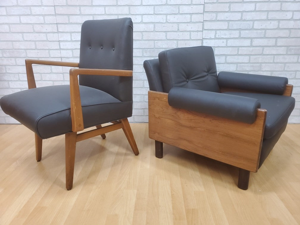 Mid Century Modern Danish Jens Risom Style Lounge Chairs Newly Upholstered - Set of 2