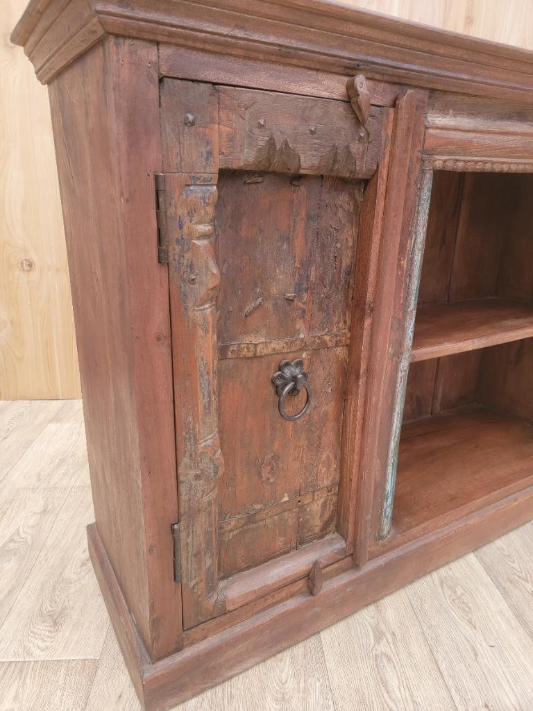 Antique Moroccan Rustic Reclaimed Wood Media Cabinet