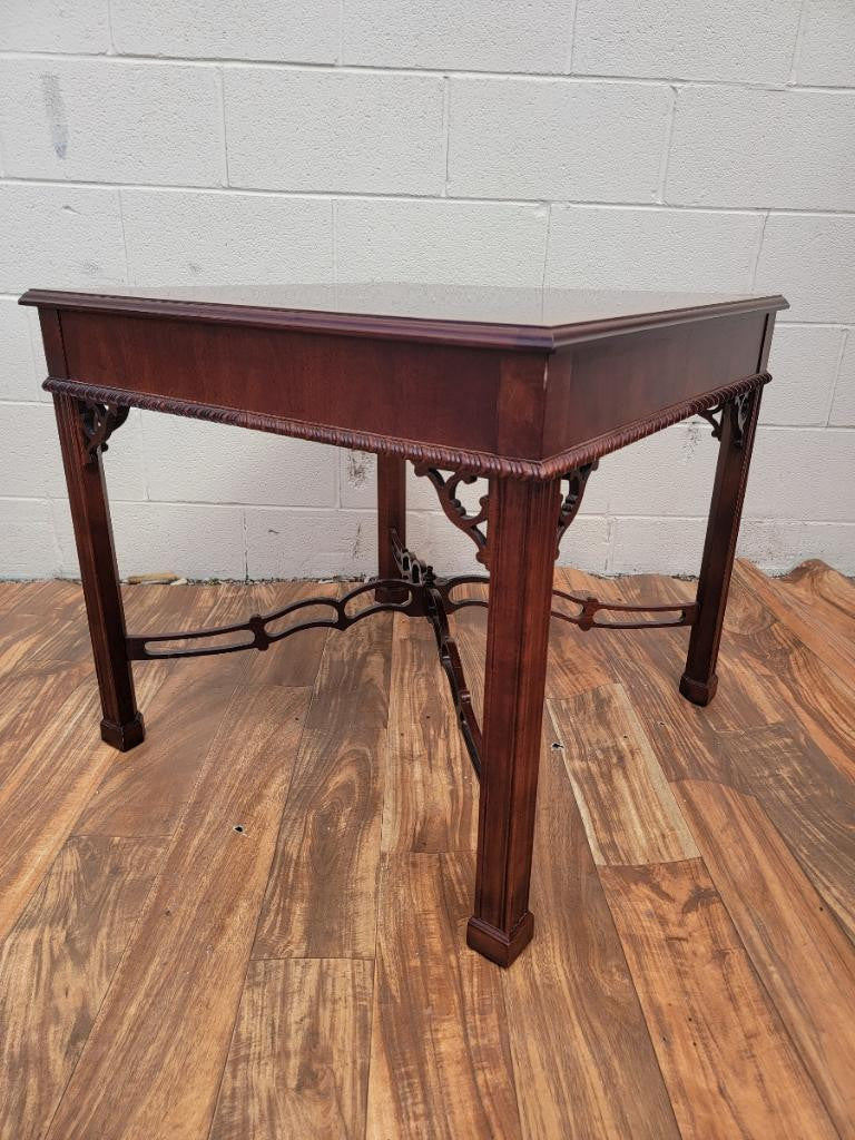 Vintage Drexel Heritage Chippendale Banded-Top Flame Mahogany Accent Tables - Set of 2