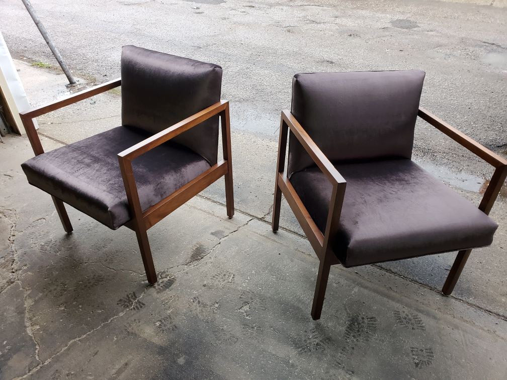 Mid Century Modern George Nelson Style Lounge Chairs Newly Upholstered - Pair