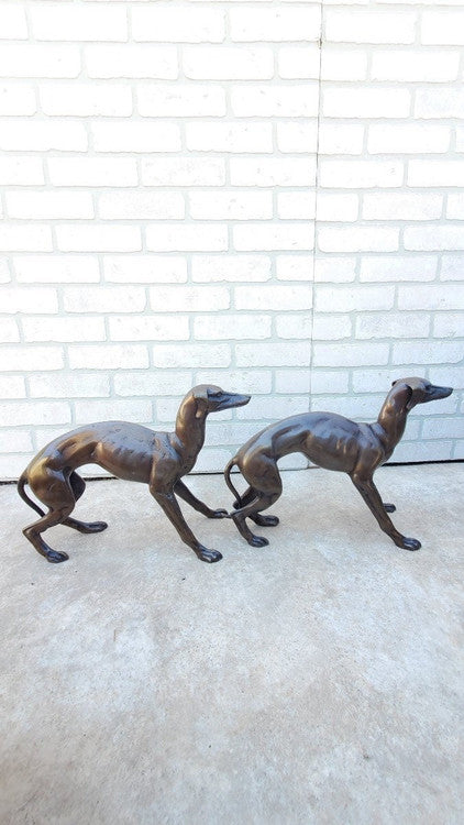 Art Deco Greyhound Dog Statues - Pair