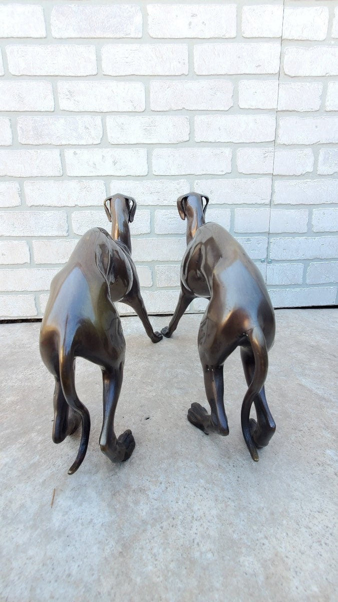 Art Deco Greyhound Dog Statues - Pair