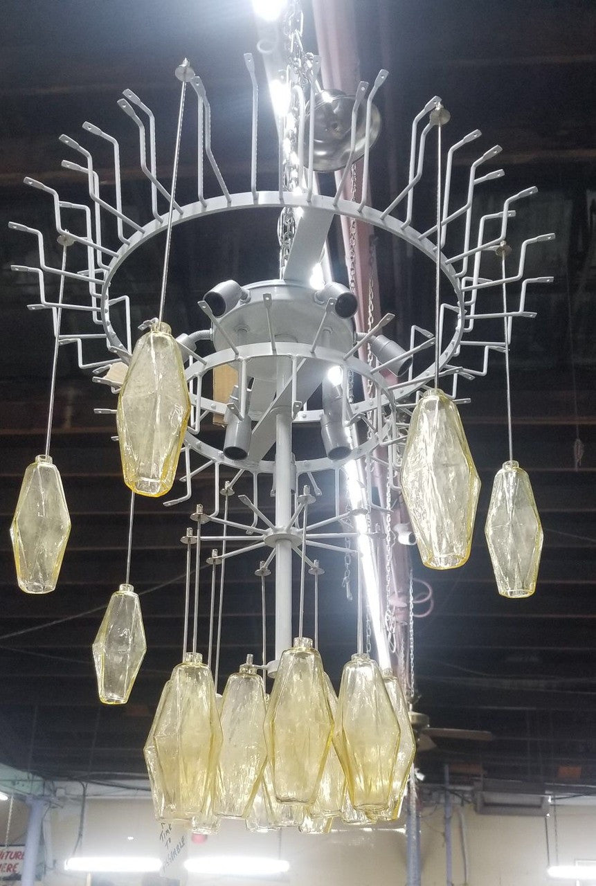 Vintage Modern Polyhedral Glass Chandelier by Carlo Scarpa for Venini, Italy
