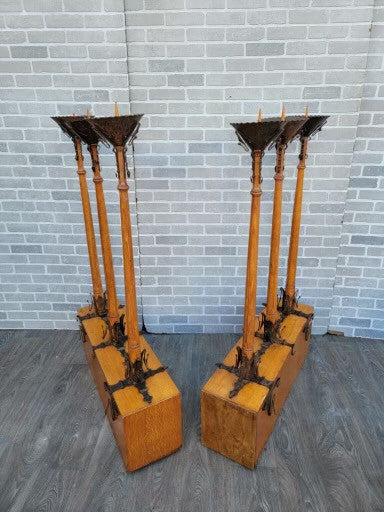Antique English Gothic Removable Candle Torch Set - Pair