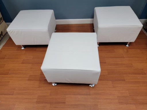Contemporary Hon Flock Square Cube Stools/Ottomans Newly Upholstered - Set of 3