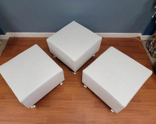 Contemporary Hon Flock Square Cube Stools/Ottomans Newly Upholstered - Set of 3
