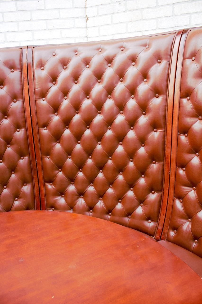Vintage Asian Custom Semi Circular Tea Booth in Mahogany and Tufted Le ...