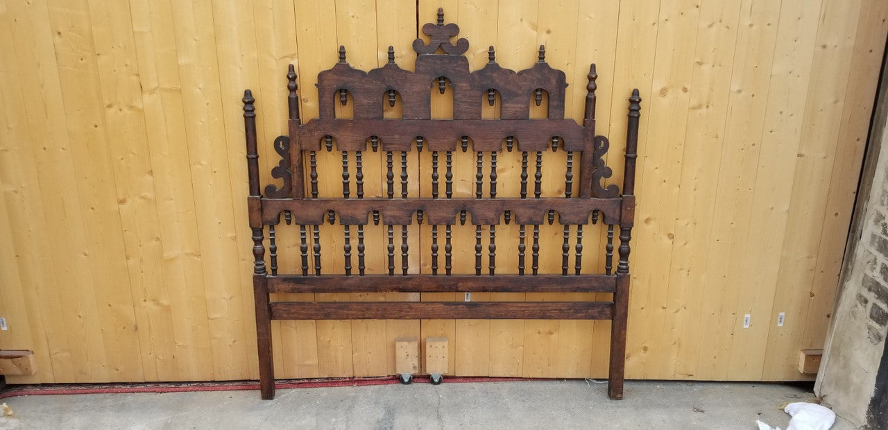 Pagoda Spanish Revival Spindle Carved Headboard Full