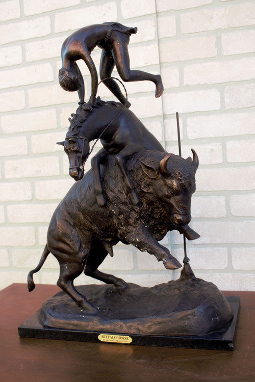 Vintage Frederic Remington Buffalo Horse Sculpture