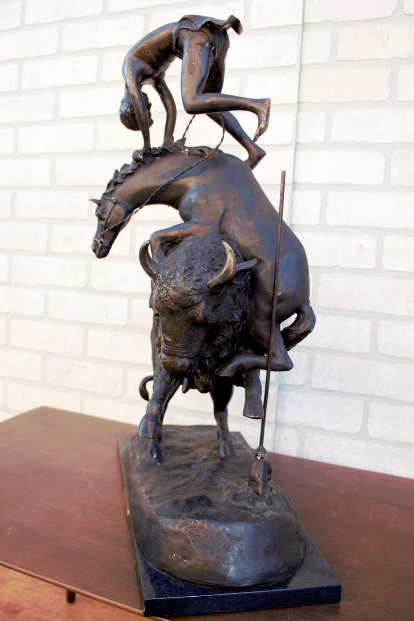 Vintage Frederic Remington Buffalo Horse Sculpture