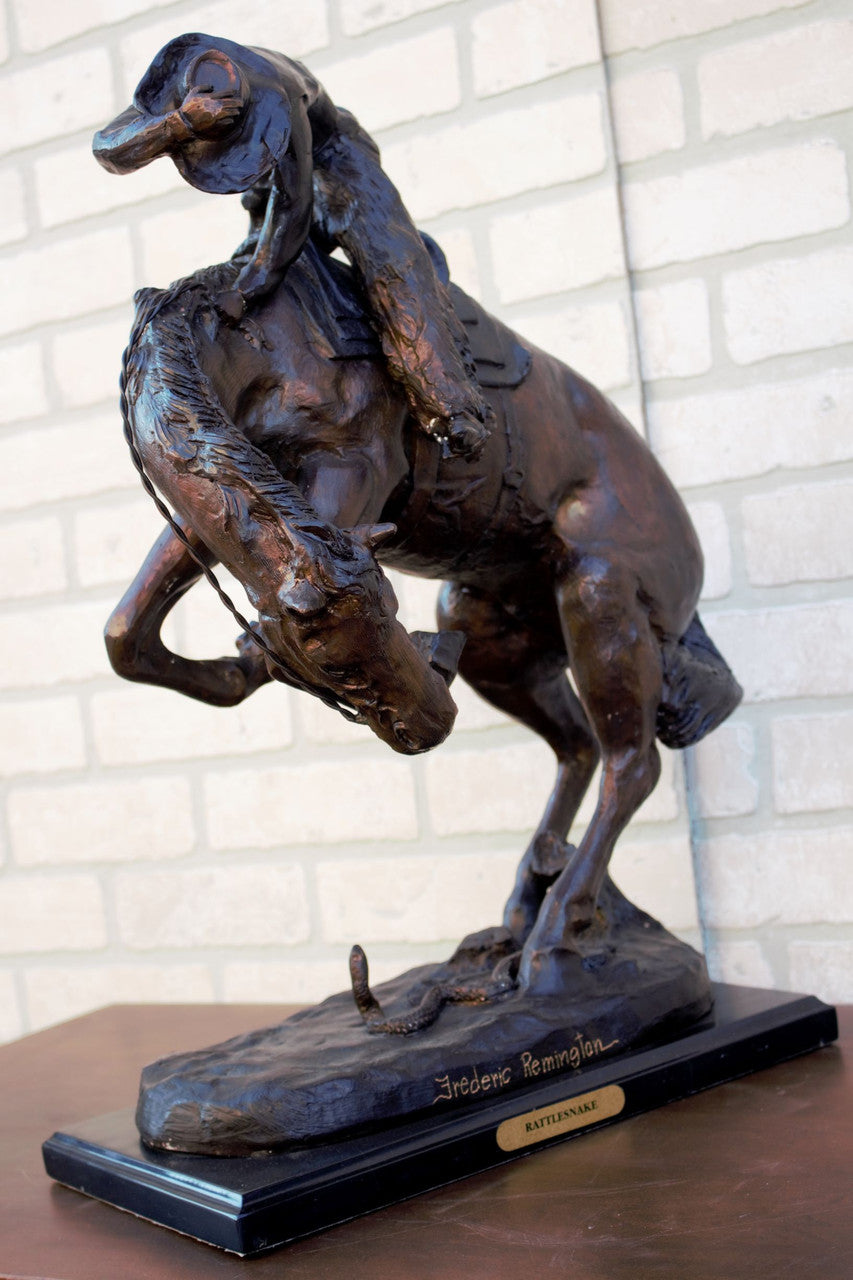 Vintage Frederic Remington Rattlesnake Bronze Sculpture