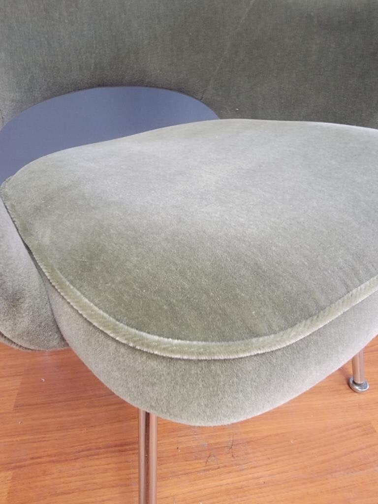 Mid Century Modern Eero Saarinen for Knoll Executive Armchair Newly Upholstered in Sage Mohair