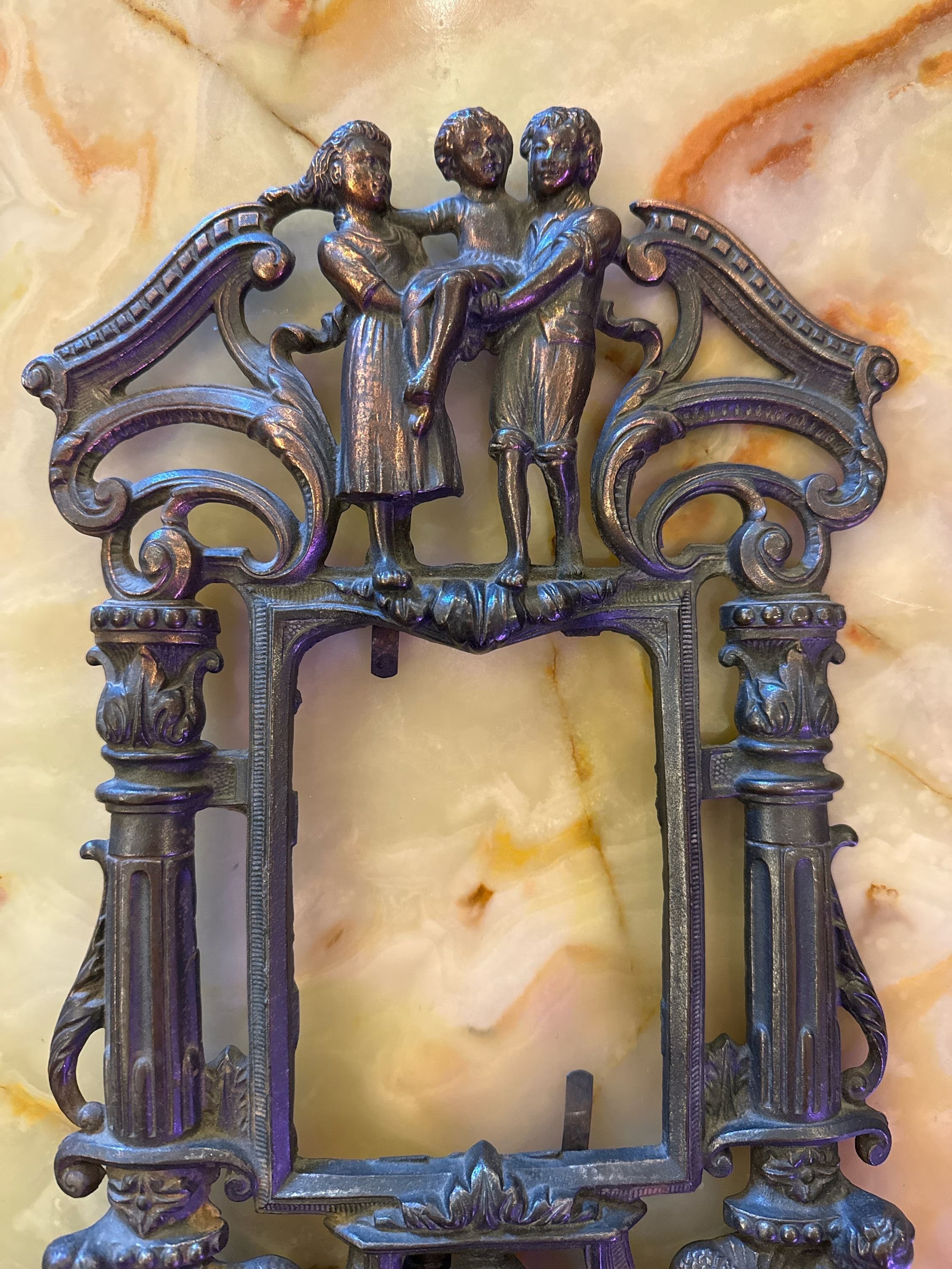 Antique French Gothic Figural Picture Frame