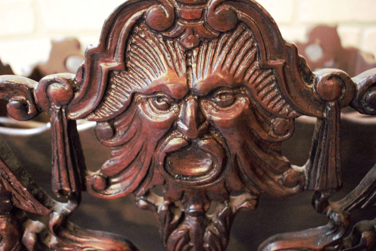 Antique North Wind Canterbury Carved Ornate Magazine Rack