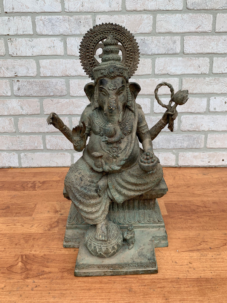 Antique Ganesh 4 Hands Hindu Statue