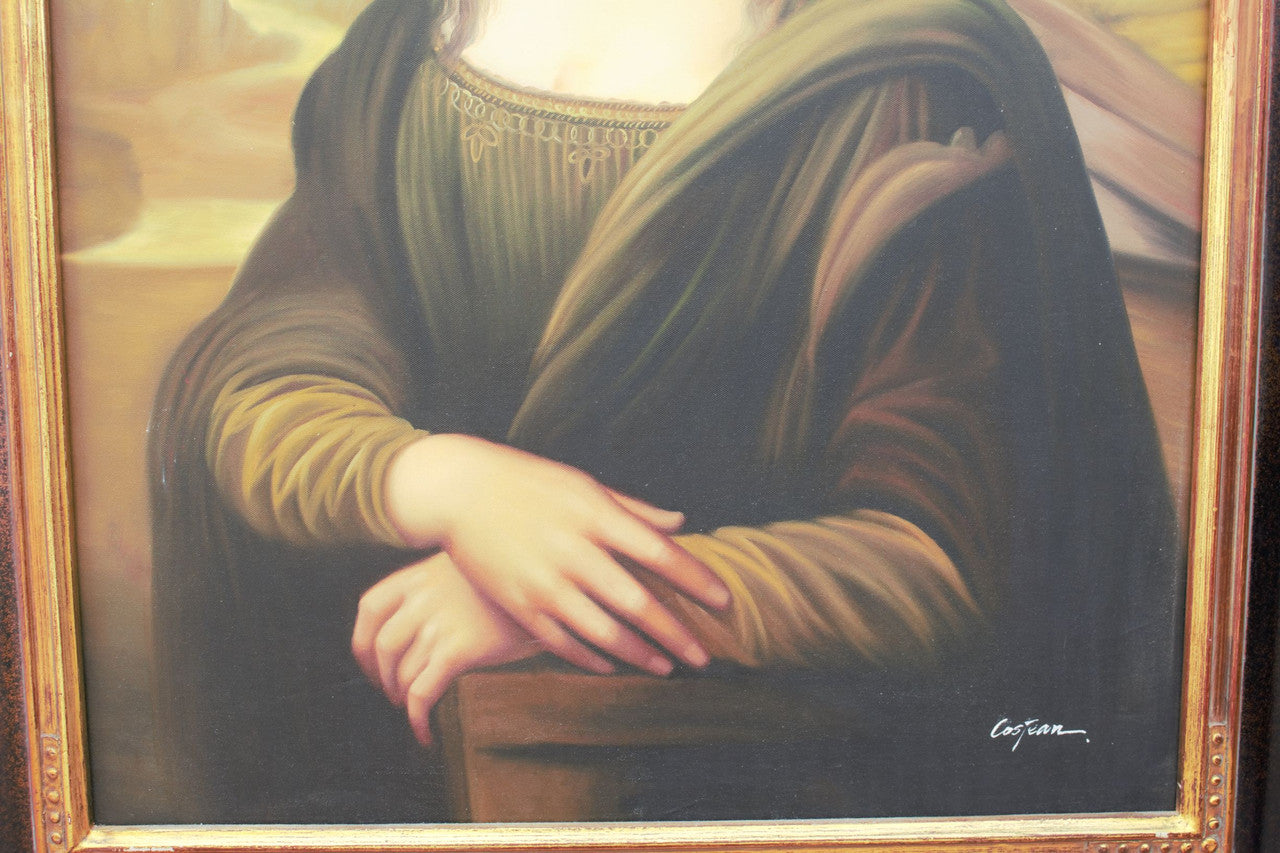 Vintage Mona Lisa Oil Painting in a Frame
