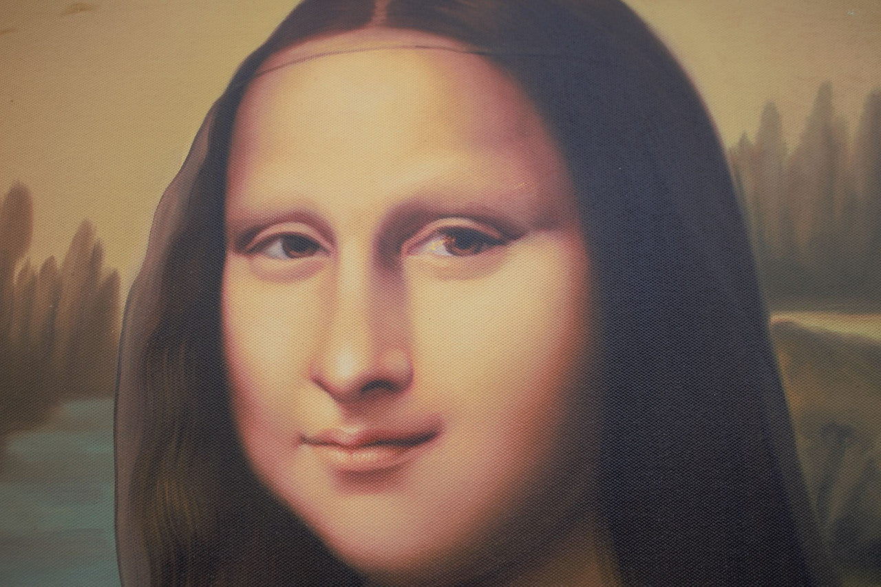 Vintage Mona Lisa Oil Painting in a Frame