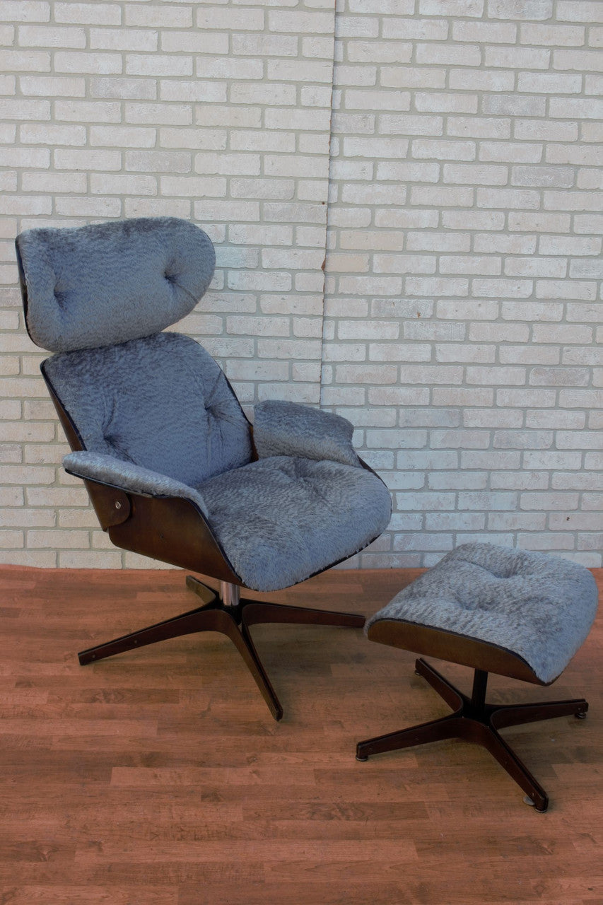 Mid Century Modern George Mulhauser for Plycraft Mr. Chair & Ottoman Newly Upholstered - 2 Piece Set