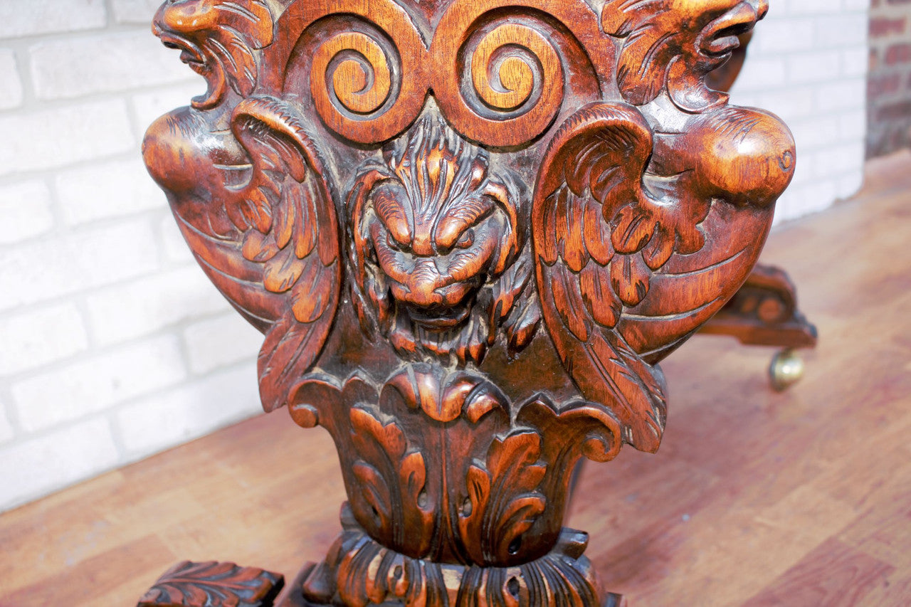 Antique Italian Renaissance Revival Carved Ornate Figural Console Table