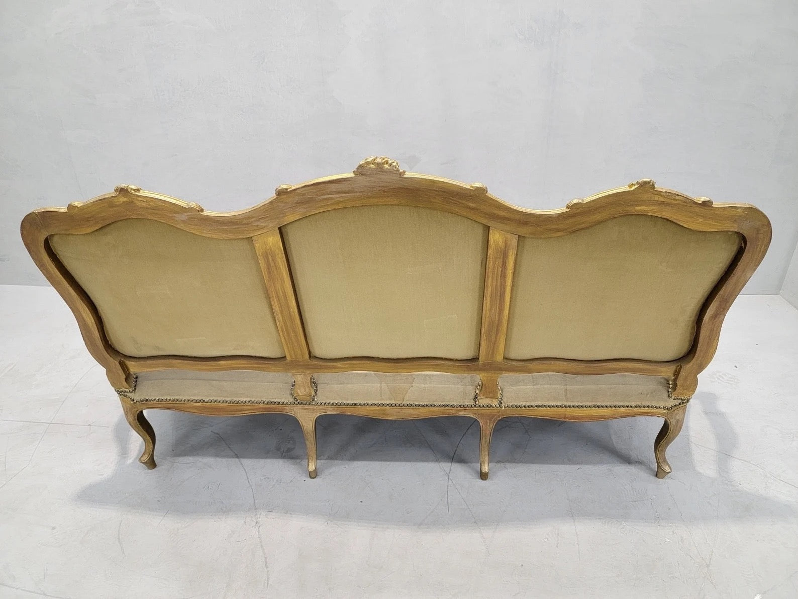 Antique French Napoleon Giltwood Aubusson Settee & Fauteuils 7 Piece Parlor Set