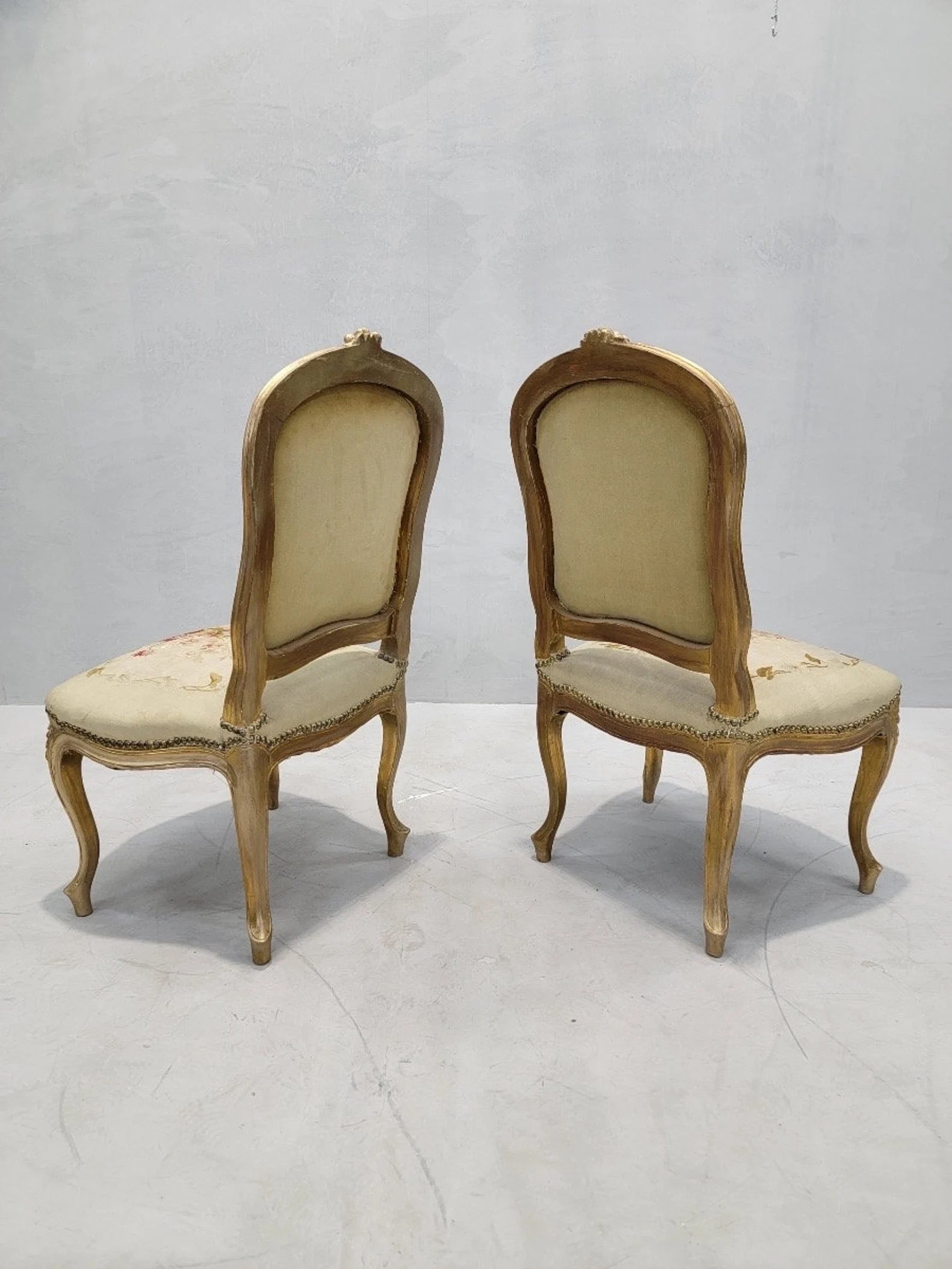 Antique French Napoleon Giltwood Aubusson Settee & Fauteuils 7 Piece Parlor Set