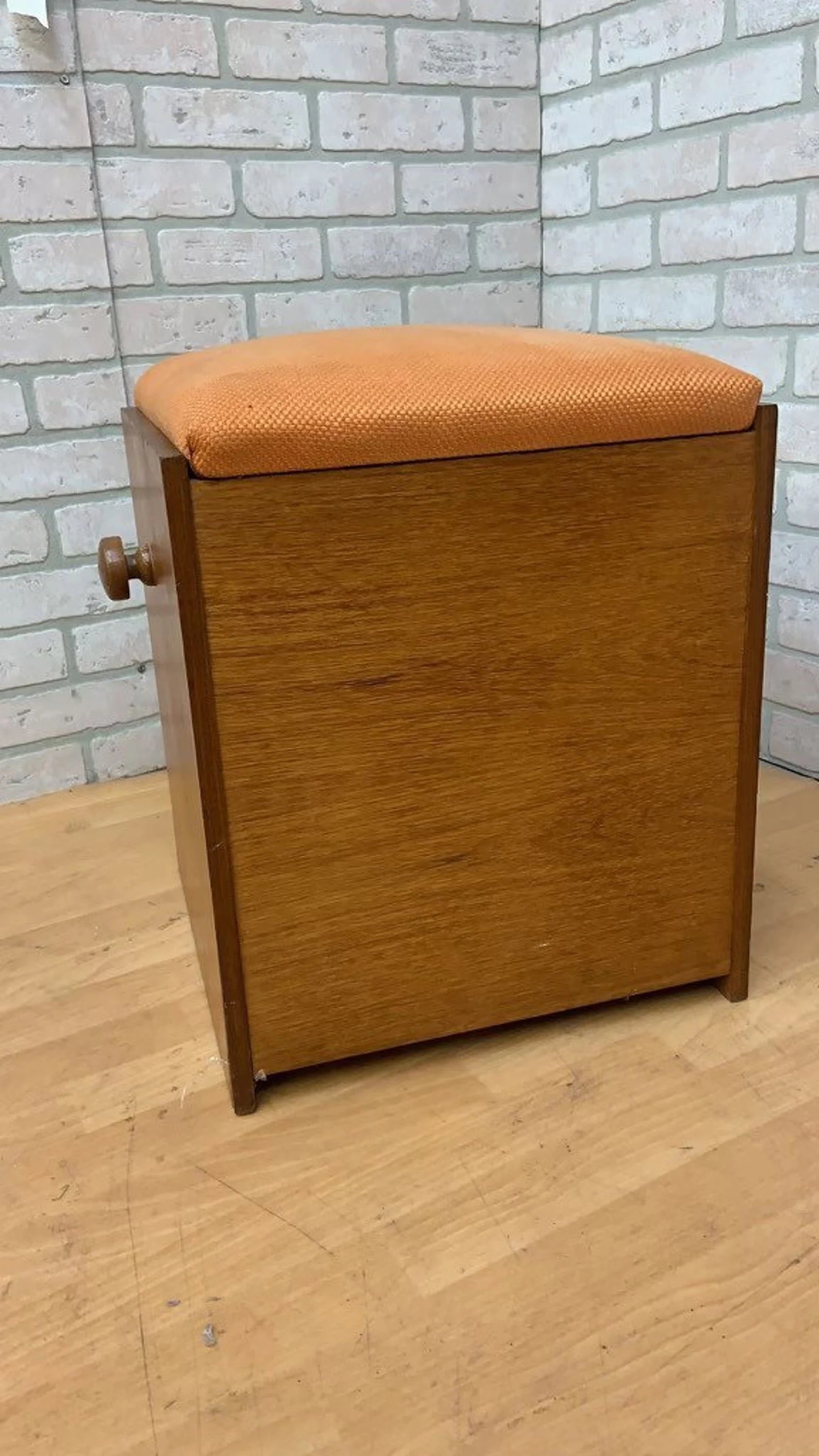 Mid Century Modern Cube Storage with Upholstered Seat - Set of 5