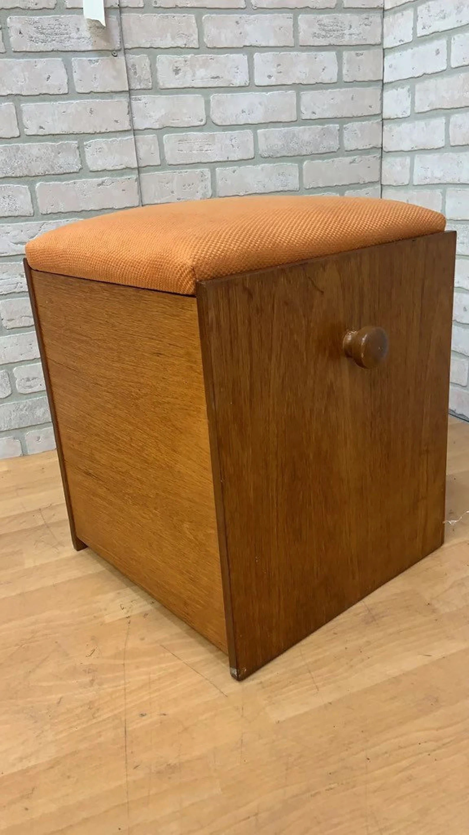 Mid Century Modern Cube Storage with Upholstered Seat - Set of 5