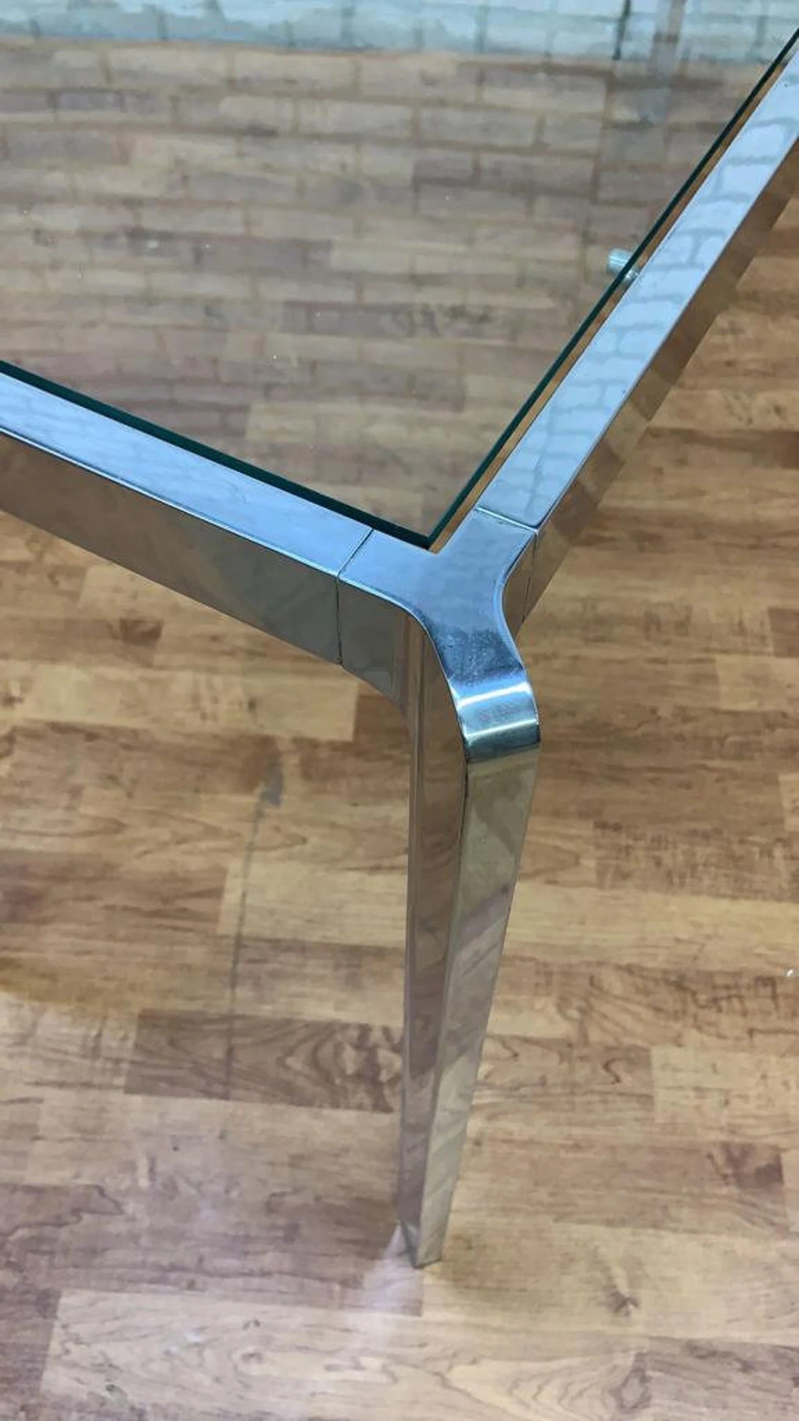 Mid Century Modern Chrome and Glass Console Sofa Table