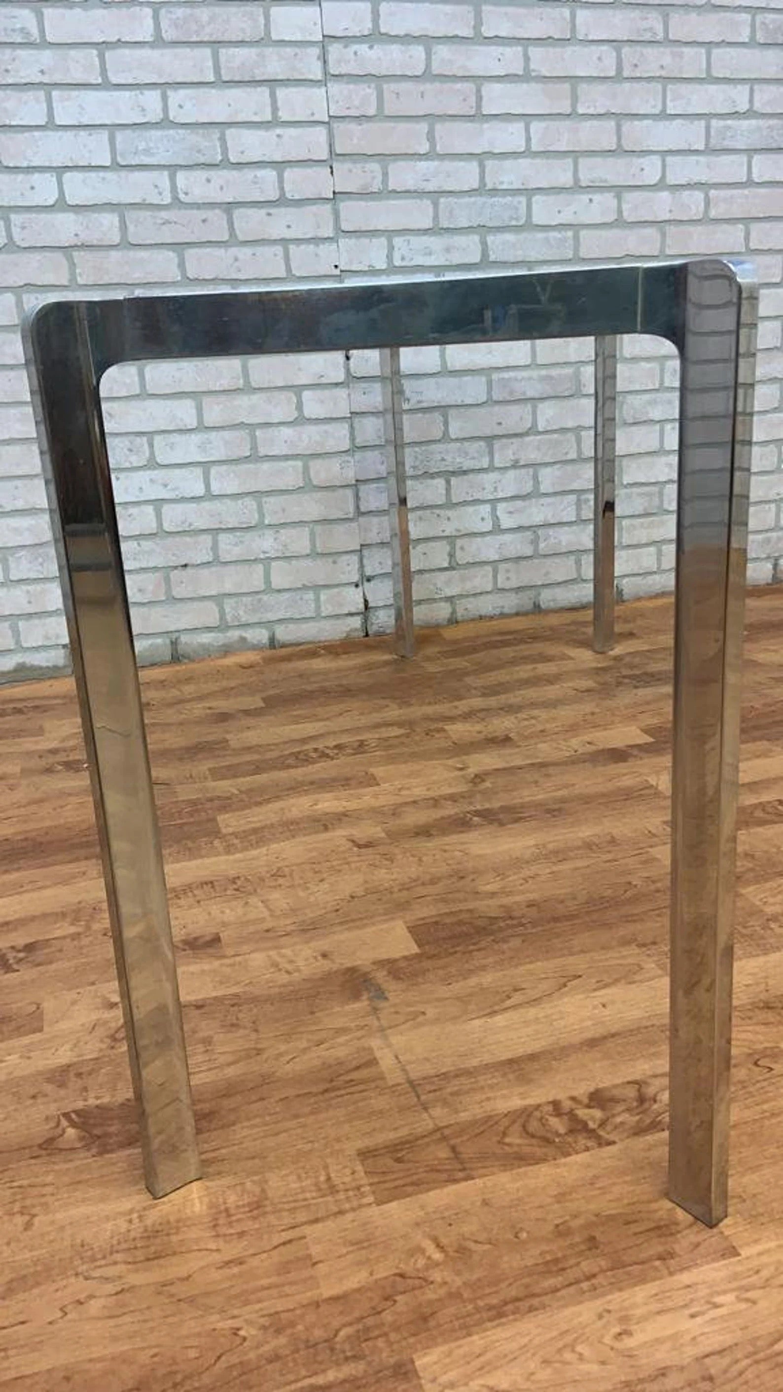 Mid Century Modern Chrome and Glass Console Sofa Table