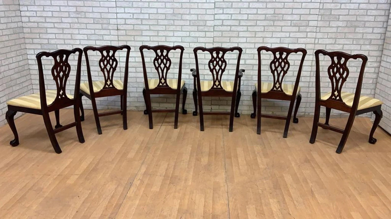 Vintage Traditional Chippendale Ball and Claw Mahogany Dining Chairs - Set of 6