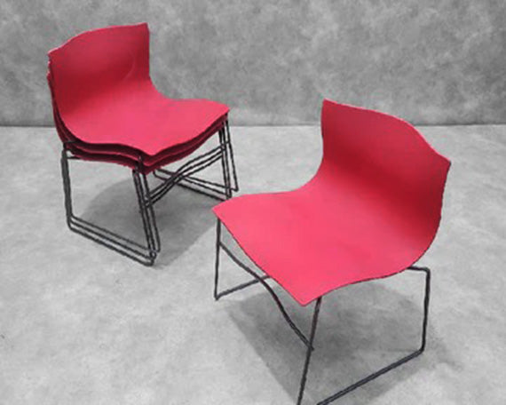 Mid Century Modern Massimo and Lella Vignelli for Knoll International Handkerchief Chairs in Red - 4 Piece Set