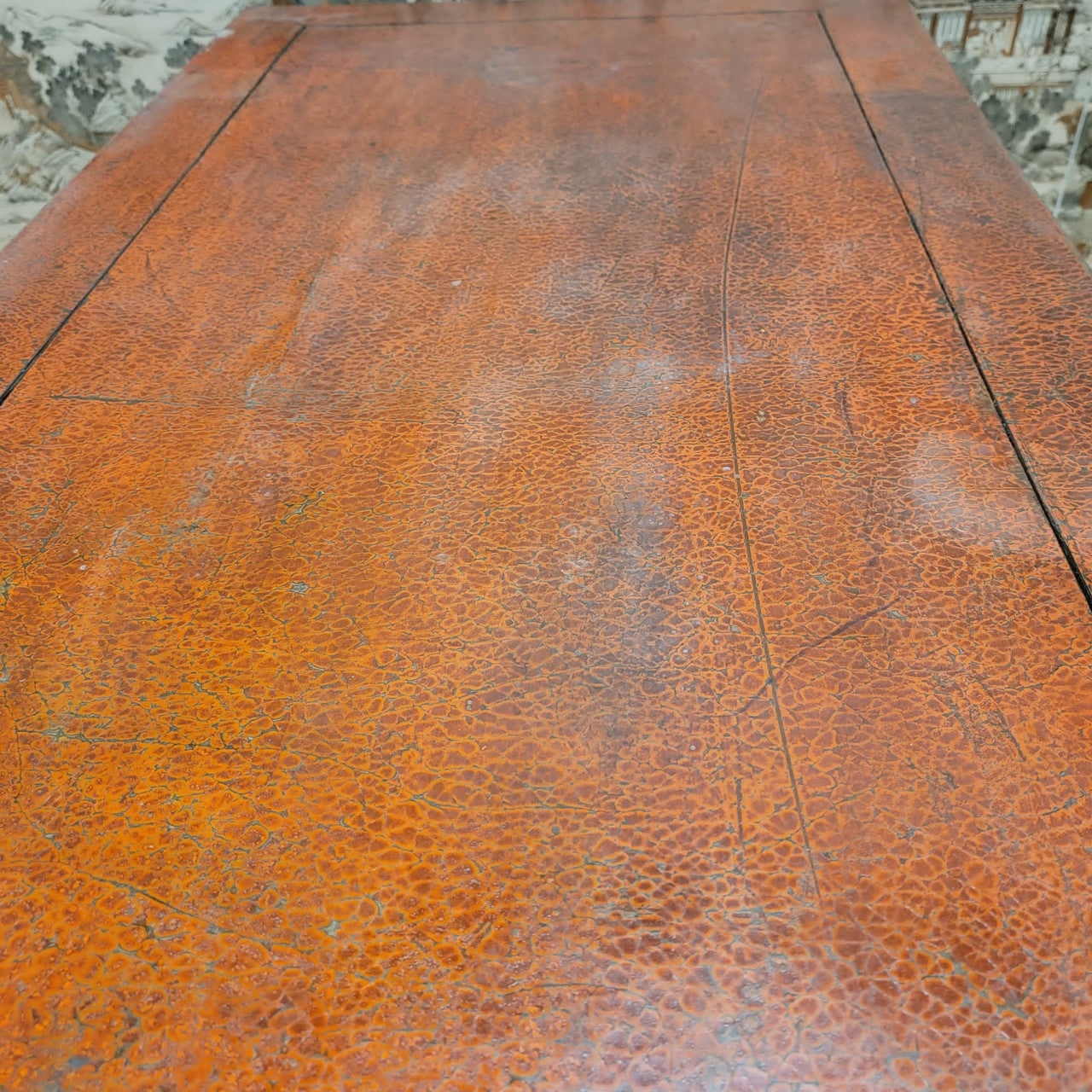 Antique Shanxi Province Red Lacquer Elm Coffee Table