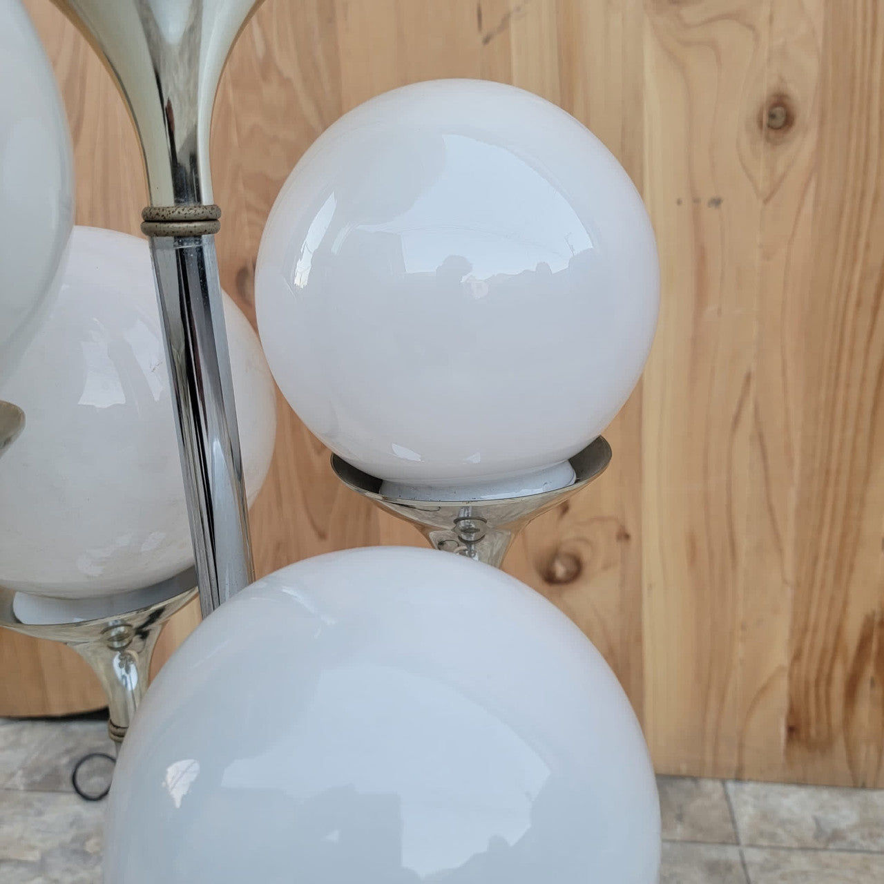 Mid Century Modern Robert Sonneman Style Chrome Globe 5 Bulb Table Lamp
