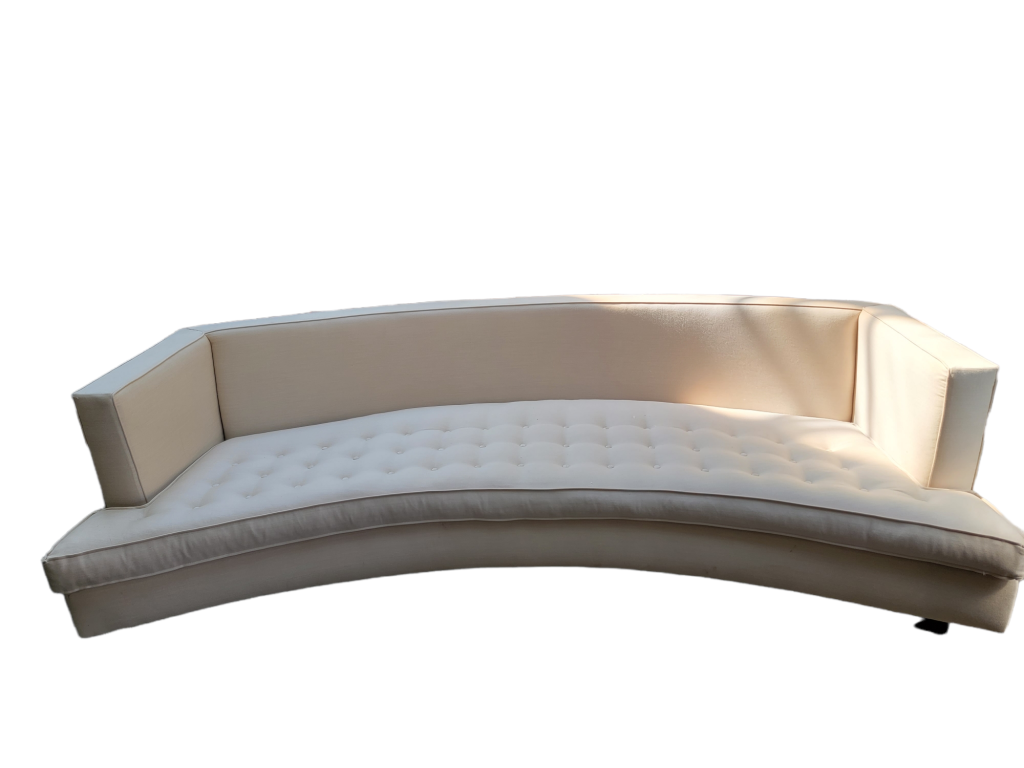 Vintage Mid Century Modern Harvey Probber Style Custom Symmetrical Curved Palm Springs Sofa By Nancy Corzine