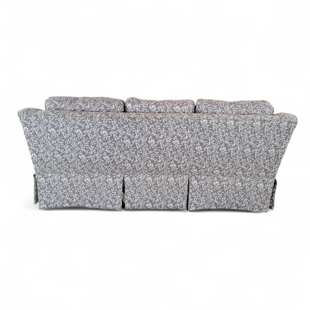 Vintage Contemporary Gray Leaf Print Fabric Sofa and Loveseat Set