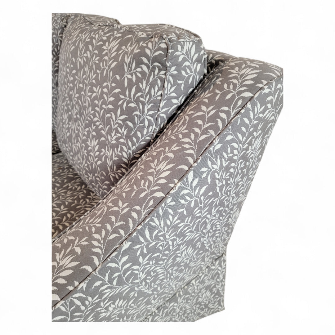 Vintage Contemporary Gray Leaf Print Fabric Sofa and Loveseat Set