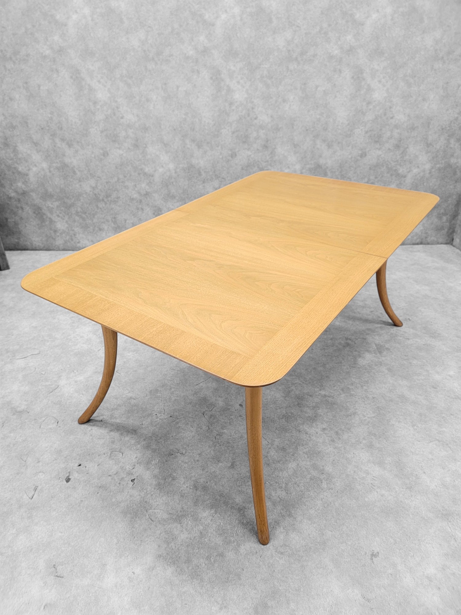 Mid Century Modern T.H. Robsjohn-Gibbings For Widdicomb Klismos Style Dining Table with Two Extension Boards and 6 Chairs